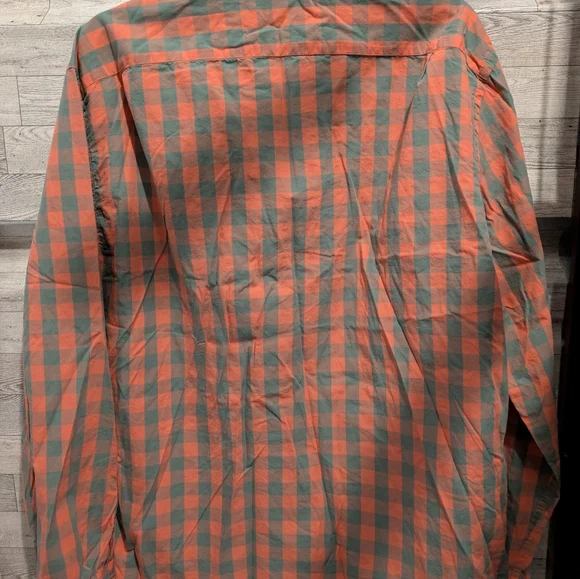 Orange and Gray Checkered Button-Up Shirt Size Xl - Picture 5 of 5